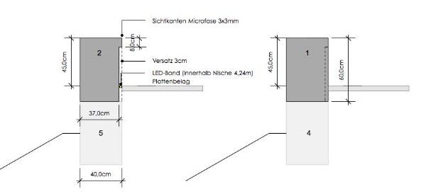Sitzmauer mit Lichtband Sitzmauer mit Lichtband
